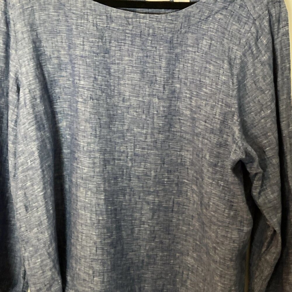 Sigrid Olsen Women's Blue Linen Top Blouse Boat Neck Dolman  XL - Picture 2 of 15
